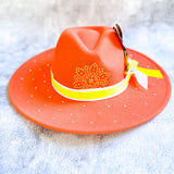 Orangesicle and Yellow Bling Fedora Hat