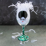 Afro Women Pearl and Rhinestone Stemmed Wine Glasses