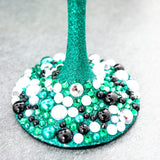 Afro Women Pearl and Rhinestone Stemmed Wine Glasses