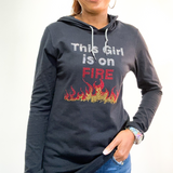 This Girl is on Fire Bling Lightweight Hooded Shirt