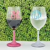 Monogrammed Stemmed Glittered Wine Glasses [Made-to-Order]