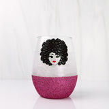 Afro Woman Glass [Glitter-dipped]