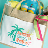 Palm Tree Beaches, Booze, and Besties Tote Bag