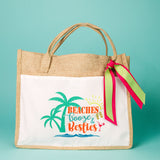 Palm Tree Beaches, Booze, and Besties Tote Bag