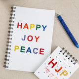 Happy Peace Joy Rainbow Bling Notebook Journal