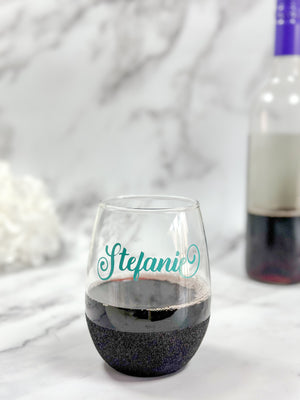 Personalized Wine Glass [Glitter-dipped]
