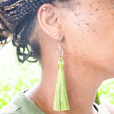 Mila Tassel Earring in Olive Green