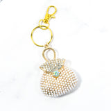 Rhinestone and Pearl Purse Keychain