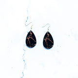 Eve Teardrop Earrings in Black and Coral Lines