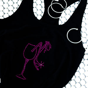 Wine and Shoes Bling Racerback Tank Top