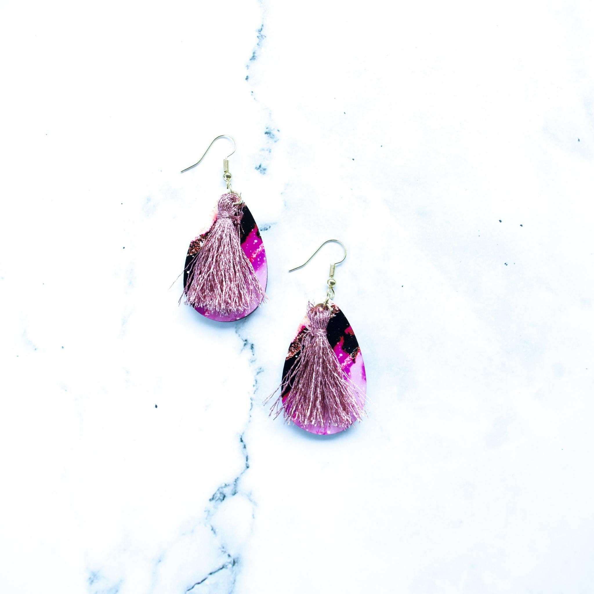 Purple Crystal Earrings, purple earring, hot pink earring, fuchsia ear –  Constant Baubling