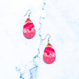 Eve Teardrop Earrings in Pink and Gold Glitter