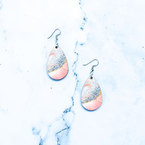 Eve Teardrop Earrings in White, Gray, and Peach