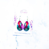 Eve Teardrop Earrings in Purple, Pink, Orange, and Teal Leopard Print