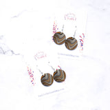 Chelsea Round Fish Hook Earrings in Gold, Black, and Gray Marble
