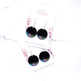 Chelsea Round Fish Hook Earrings in Black Sparkle