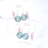 Chelsea Round Fish Hook Earrings in Light Blue and Gold