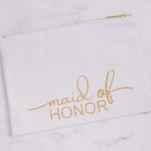 Glitter Maid of Honor Pouch and Makeup Bag