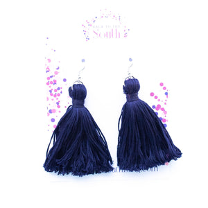 Adira Tassel Earring in Navy