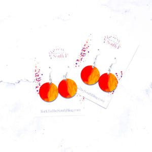 Chelsea Round Fish Hook Earrings in Red and Orange